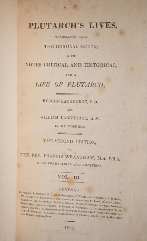 1813 Plutarch's Lives Fine Leather Bindings Great Condition - 10
