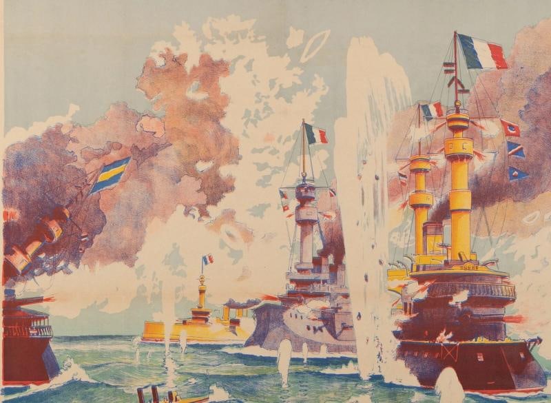 Original Poster - Naval Combat - 1900 Universal Exhibition - Warships Submarines - 2