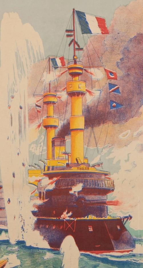 Original Poster - Naval Combat - 1900 Universal Exhibition - Warships Submarines - 6
