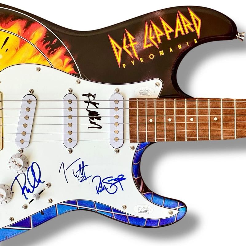 Def Leppard Signed Guitar Custom Graphics JSA COA ELLIOT COLLEN ALLEN SAVAGE - 2