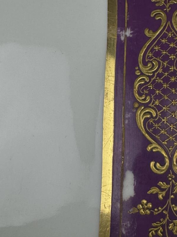 Antique French Paris Porcelain AndrÃƒÂ© et Cie 2 Purple Gilded Floral Serving Bo - 8
