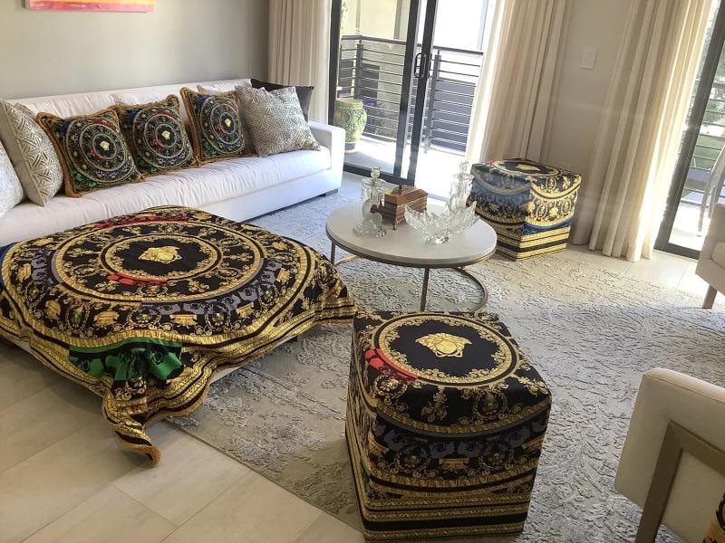 Large Custom made Versace baroque velvet throw upholstery fabric 56/56 inch - 10