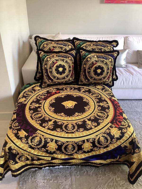 Large Custom made Versace baroque velvet throw upholstery fabric 56/56 inch - 15