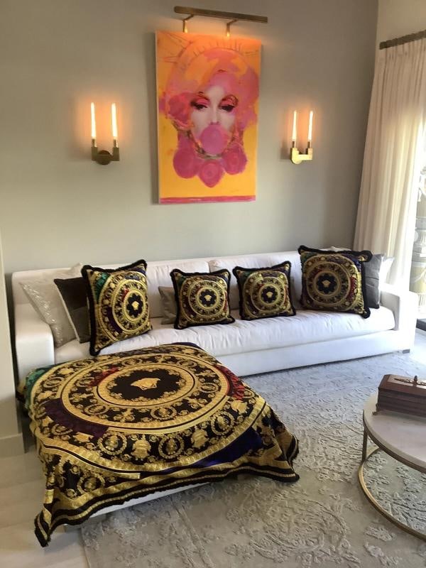 Large Custom made Versace baroque velvet throw upholstery fabric 56/56 inch - 16