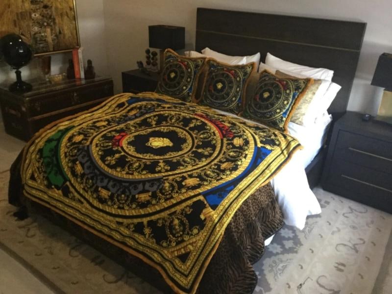 Large Custom made Versace baroque velvet throw upholstery fabric 56/56 inch - 6
