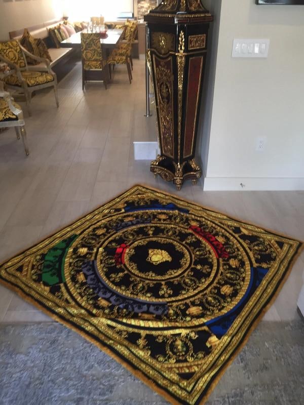 Large Custom made Versace baroque velvet throw upholstery fabric 56/56 inch - 7