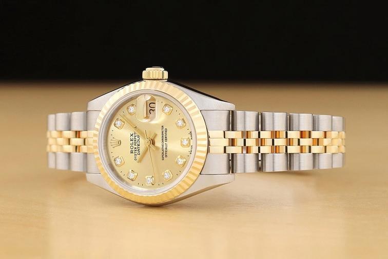 ROLEX LADIES DATEJUST 69173 CHAMPAGNE DIAMOND 2-TONE 18K YELLOW GOLD WATCH - 2