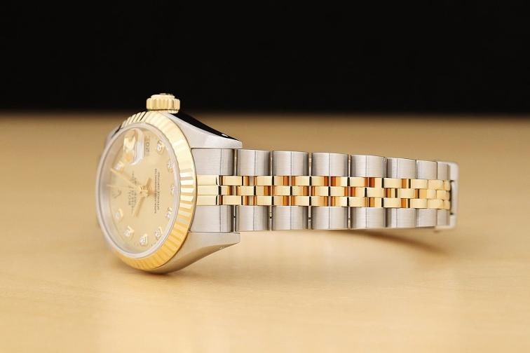 ROLEX LADIES DATEJUST 69173 CHAMPAGNE DIAMOND 2-TONE 18K YELLOW GOLD WATCH - 4