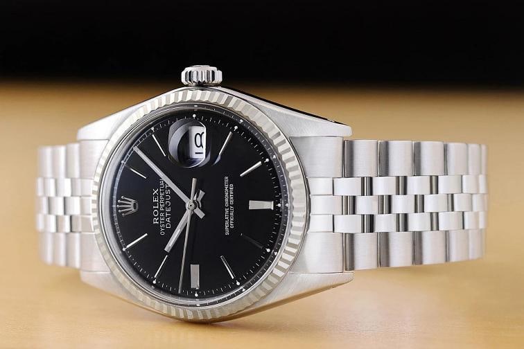 ROLEX MENS DATEJUST BLACK 18K WHITE GOLD STAINLESS STEEL WATCH w/ FOLDED BAND - 2
