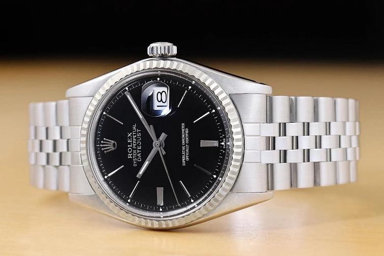 ROLEX MENS DATEJUST BLACK 18K WHITE GOLD STAINLESS STEEL WATCH w/ FOLDED BAND - 3
