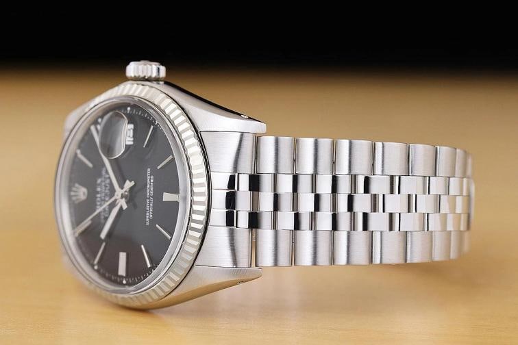 ROLEX MENS DATEJUST BLACK 18K WHITE GOLD STAINLESS STEEL WATCH w/ FOLDED BAND - 4