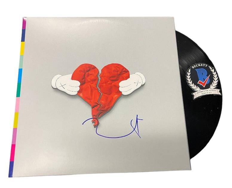 KANYE WEST SIGNED AUTOGRAPH 808S & HEART BREAK LP VINYL BECKETT BAS: Industry: Music,Signed: Yes,Autograph Authentication: Beckett,Object Type: Record,Original/Reproduction: Original,Country of Origin: United States