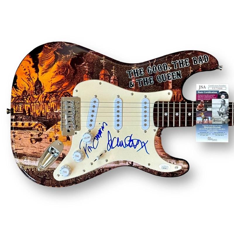 The Good, The Bad & The Queen Signed Guitar JSA COA Damon Albarn Paul Simonon: Industry: Music,Autograph Authentication: James Spence (JSA),Object Type: Guitar & Guitar Pick,Original/Reproduction: Original,Signed: Yes,Country of Origin: United States