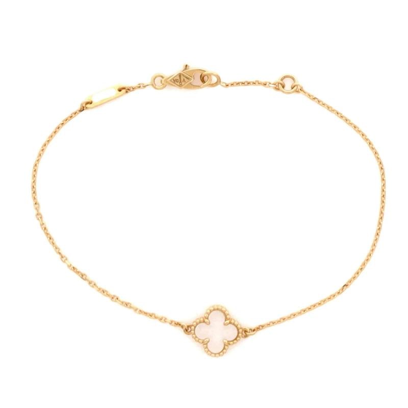 Van Cleef & Arpels Sweet Alhambra Bracelet 18K Yellow Gold and Mother of Pearl: Condition: Pre-owned - Good,Brand: Van Cleef & Arpels,Main Stone: Mother Of Pearl,Metal: 18K Yellow Gold,Metal Purity: 18K,Style: Bracelet,Type: Bracelet,Color: Yellow Gold,Material: 18K Yellow Gold,