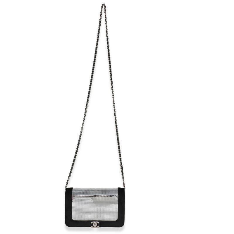 Chanel Black Velvet Mirror Sequin Wallet On Chain Bag - 6