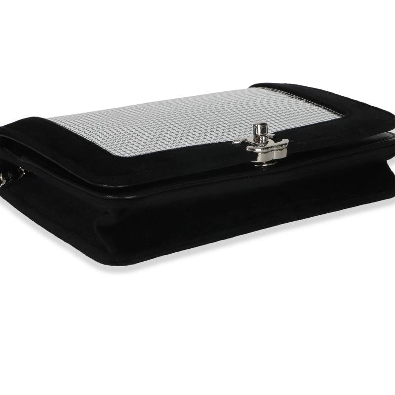 Chanel Black Velvet Mirror Sequin Wallet On Chain Bag - 8