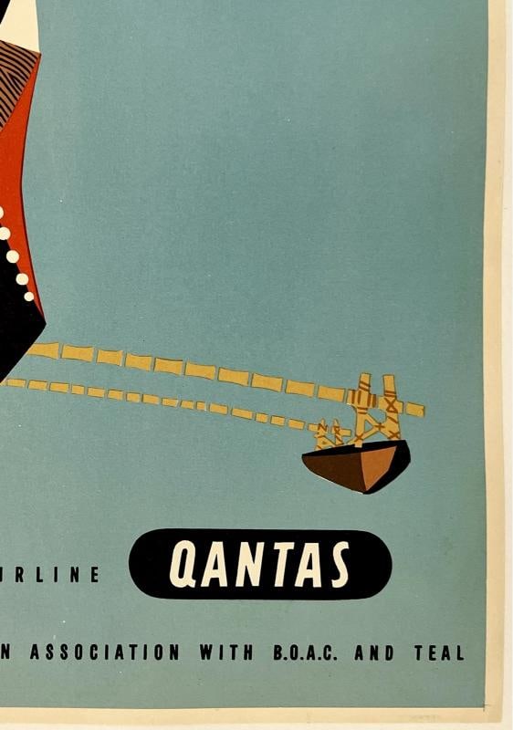 Original Vintage Poster PACIFIC ISLANDS QANTAS Airline Travel Tourism 15 x 20 OL - 5