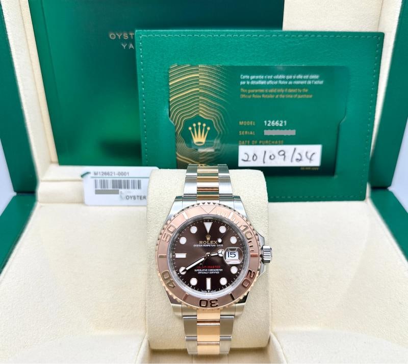 2024 Rolex Yacht Master 126621 40mm Chocolate Dial 18K Rose Gold Steel Box Paper: Condition: Pre-owned - Excellent,Bezel Color: Rose Gold,Year Manufactured: 2024,Band/Strap: Rolex Oyster,Case Color: Silver,Department: Men,Manufacturer Warranty: 3 Years,Watch Shape: Round,Style: