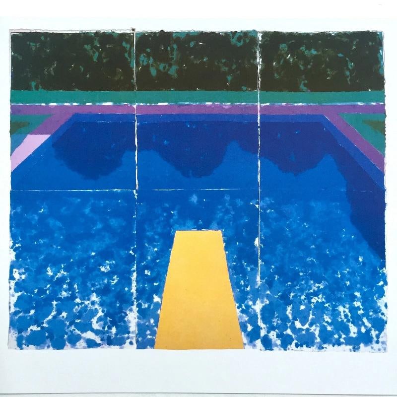 DAVID HOCKNEY RARE 1978 ICONIC TYLER GRAPHICS LITHOGRAPH PRINT "PAPER POOL # 7": Condition: Used,Artist: David Hockney,Unit of Sale: Single Piece,Size: Small (up to 12in.),Color: Blue,Date of Creation: 1970-1989,Period: Contemporary (1970 - 2020),Material: Offset Lithograph, Paper