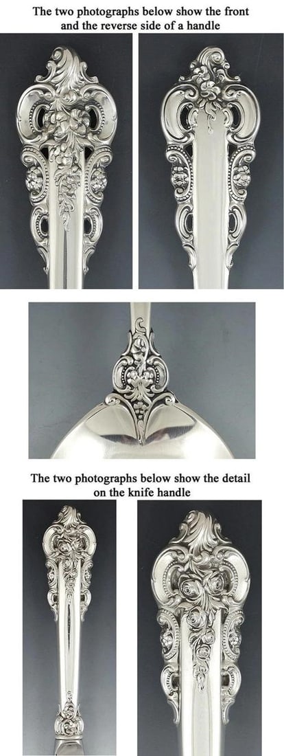 81pc Wallace Grande Baroque Sterling Silver Flatware Set Serves 12 - 3