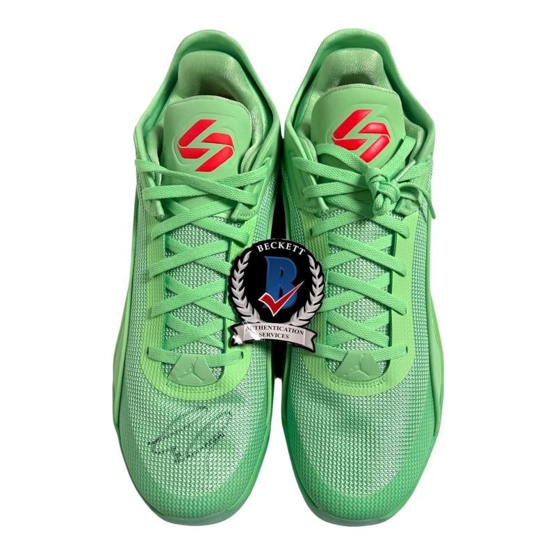 Luka Doncic Signed Shoe Jordan 5 Viper NIB Size 17 Lakers Beckett BAS COA - 2