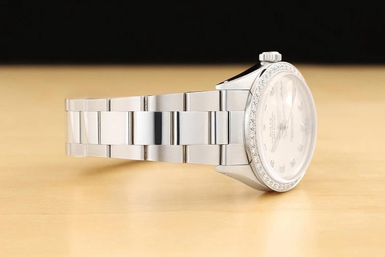 MENS ROLEX DATEJUST 16014 SILVER DIAMOND 18K WHITE GOLD STAINLESS STEEL WATCH - 7