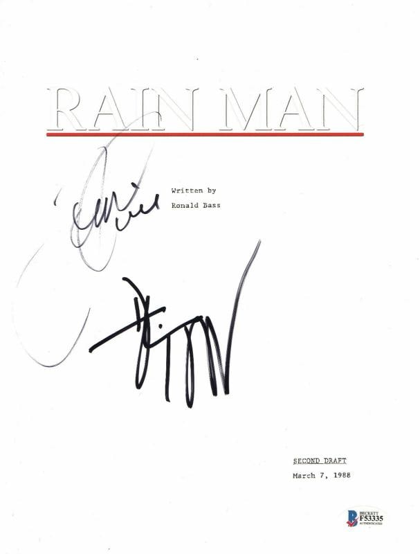 TOM CRUISE DUSTIN HOFFMAN SIGNED AUTOGRAPH RAIN MAN FULL SCRIPT BECKETT BAS: Industry: Movies,Signed by: TOM CRUISE & DUSTIN HOFFMAN,Autograph Authentication: Beckett,Original/Reproduction: Original,Country of Origin: United States