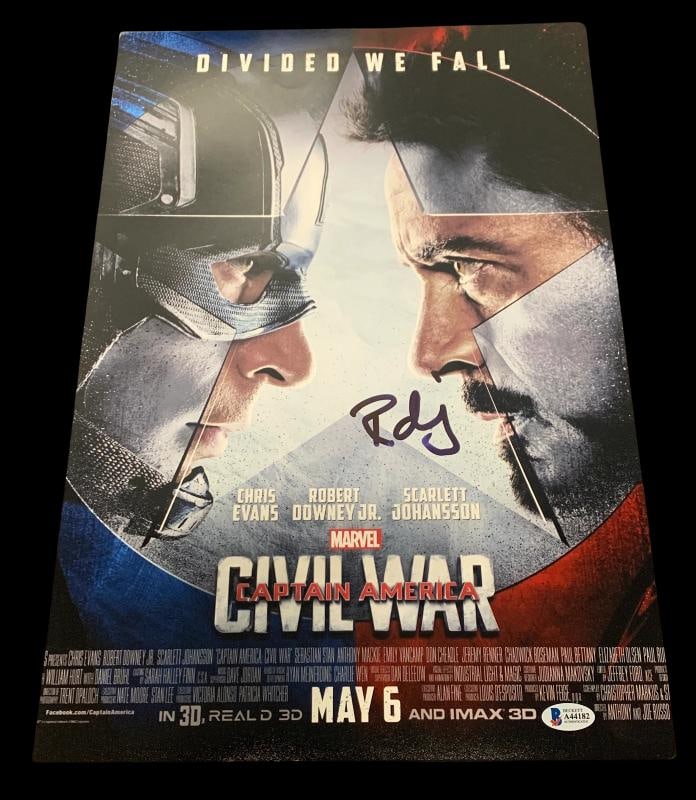 ROBERT DOWNEY JR SIGNED CAPTAIN AMERICA CIVIL WAR AUTOGRAPH 12X18 PHOTO BAS: Industry: Movies,Movie: CAPTAIN AMERICA CIVIL WAR,Signed by: ROBERT DOWNEY JR,Size: 12x18,Autograph Authentication: Beckett,Object Type: Photograph,Original/Reproduction: Original,Country of Origin: