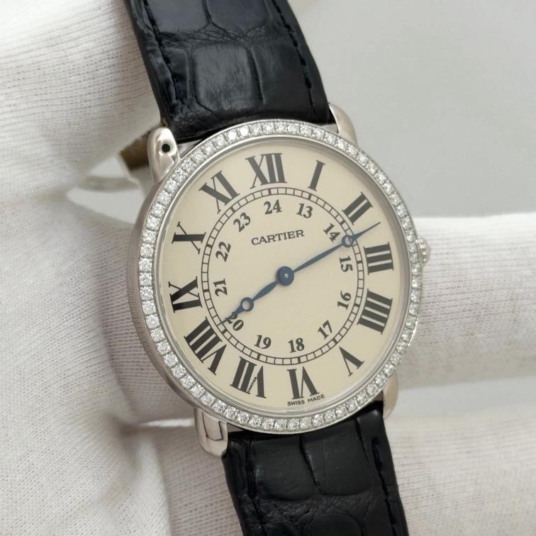 Cartier Ronde Louis WR000551 2890 36mm Factory Diamond Bezel 18k White Gold - 2