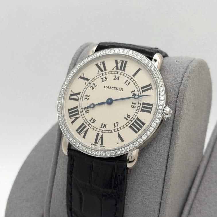 Cartier Ronde Louis WR000551 2890 36mm Factory Diamond Bezel 18k White Gold - 3