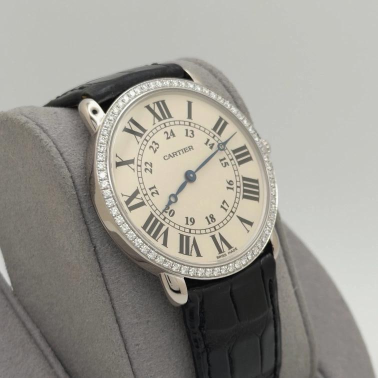 Cartier Ronde Louis WR000551 2890 36mm Factory Diamond Bezel 18k White Gold - 4