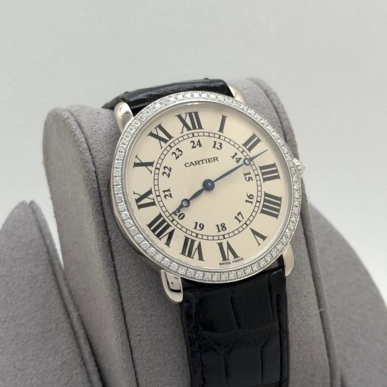 Cartier Ronde Louis WR000551 2890 36mm Factory Diamond Bezel 18k White Gold - 5
