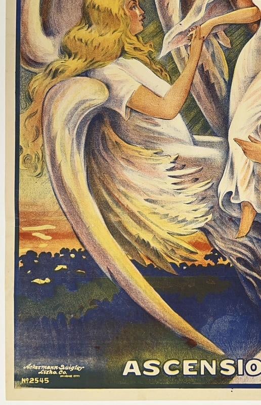 Original Vintage Poster UNCLE TOM'S CABIN ASCENSION OF EVA Stage Theater LINEN - 4