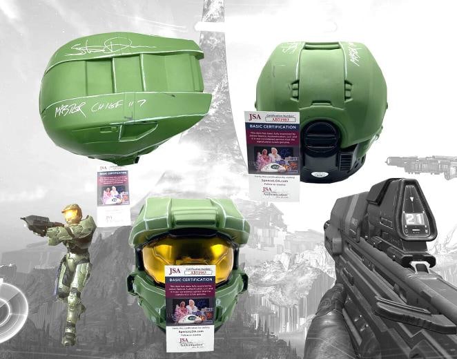 STEVE DOWNES SIGNED AUTOGRAPH FULL SIZE HALO MASTER CHIEF HELMET JSA COA: Modified Item: No,Autograph Authentication: James Spence (JSA),Signed: Yes,Original/Reproduction: Original,Object Type: HELMET,Signed by: STEVE DOWNES,Country of Origin: United States