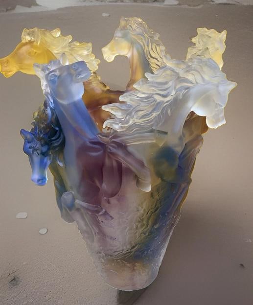 Multi Color Crystal Horse Vase H9Ã¢â‚¬Â Perfect Condition Not N - 5