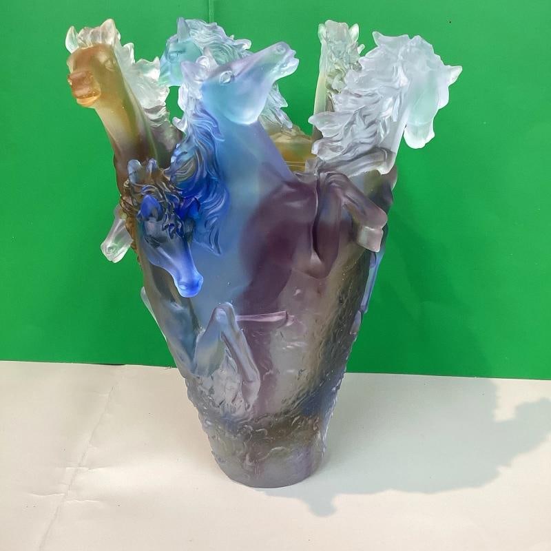Multi Color Crystal Horse Vase H9Ã¢â‚¬Â Perfect Condition Not N - 8