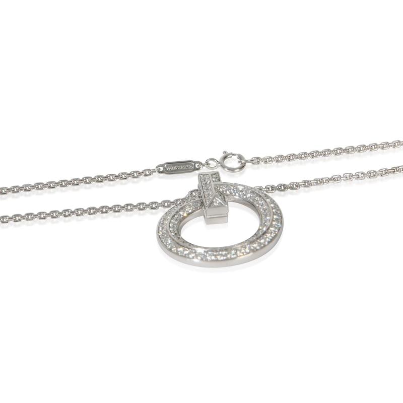 Tiffany & Co. White Gold Diamond Tiffany T T1 Circle Pendant - 2