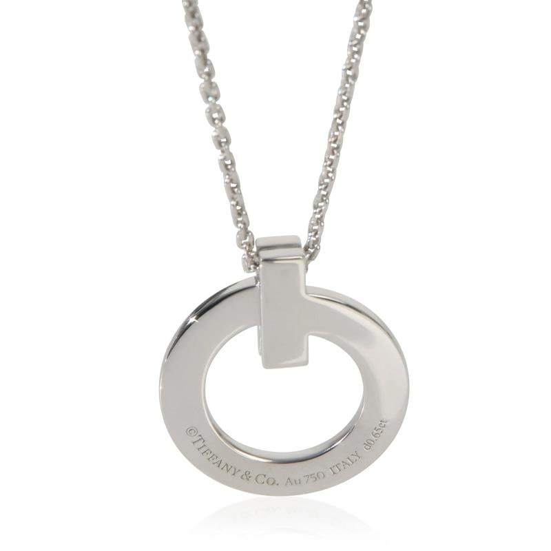 Tiffany & Co. White Gold Diamond Tiffany T T1 Circle Pendant - 4