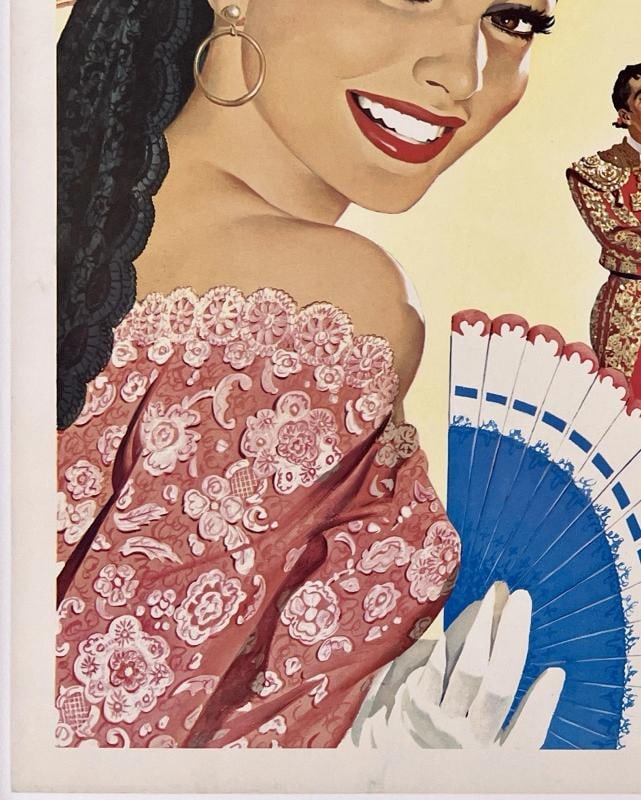 Original Vintage Poster MEXICO CAPITAL EASTERN AIR LINES Airline Travel LINEN - 4