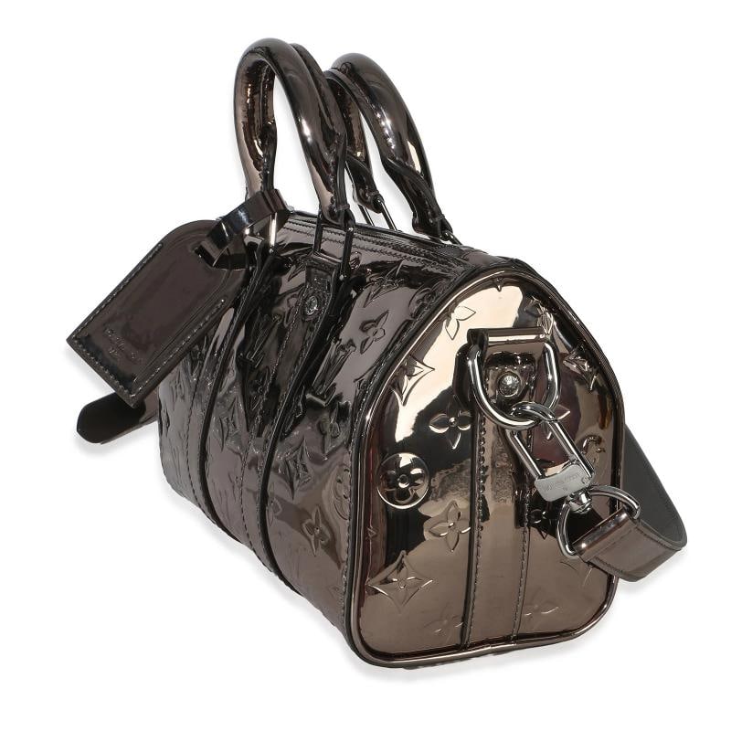 Louis Vuitton Gunmetal Mirror Monogram Heritage Keepall Bandouliere 25 - 3