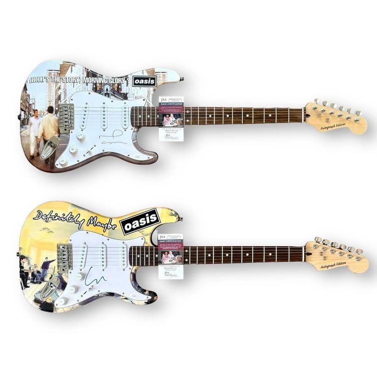 OASIS Signed Guitar Lot (2) Custom JSA COA LIAM NOEL GALLAGHER DEFINITELY MAYBE: Industry: Music,Signed: Yes,Autograph Authentication: James Spence (JSA),Object Type: Guitar & Guitar Pick,Original/Reproduction: Original,Country of Origin: United States Signer: Oasis Liam