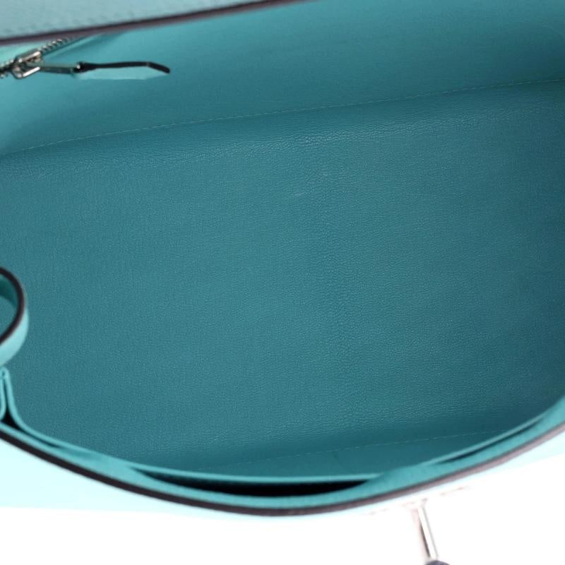 Hermes Kelly Handbag Blue Epsom with Palladium Hardware 32 - 6