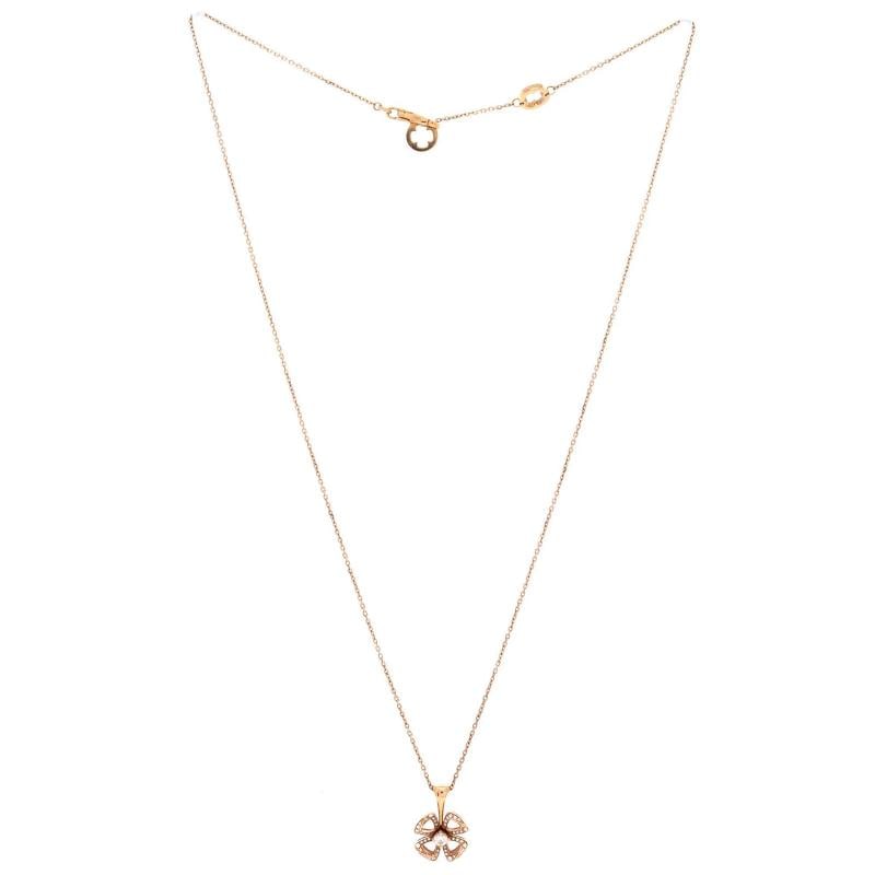 Bvlgari Fiorever Pendant Necklace 18K Rose Gold with Diamonds - 3