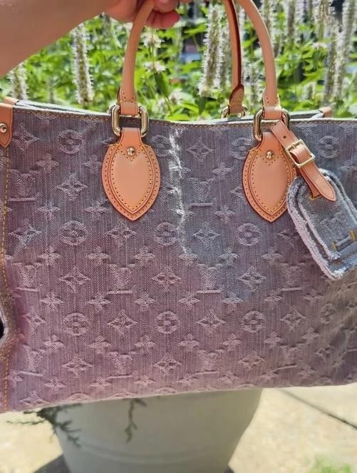 Louis Vuitton OnTheGo MM Monogram Denim Washed Gray Tote - 10