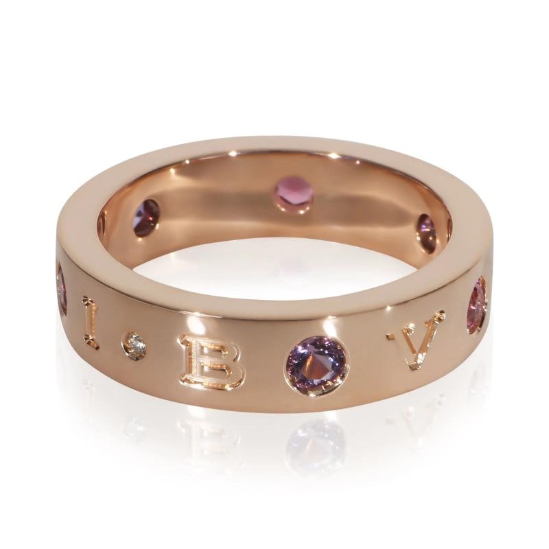 BVLGARI Rose Gold Tourmaline and Amethyst Roman Sorbet Ring: Condition: Pre-owned,Side Stone Type: Amethyst,Main Stone: Tourmaline,Metal Purity: 18k,With Original Box/Packaging: No,With Papers: No,Gross Weight (grams): 8.76,Department: Women's,Collection: Roman