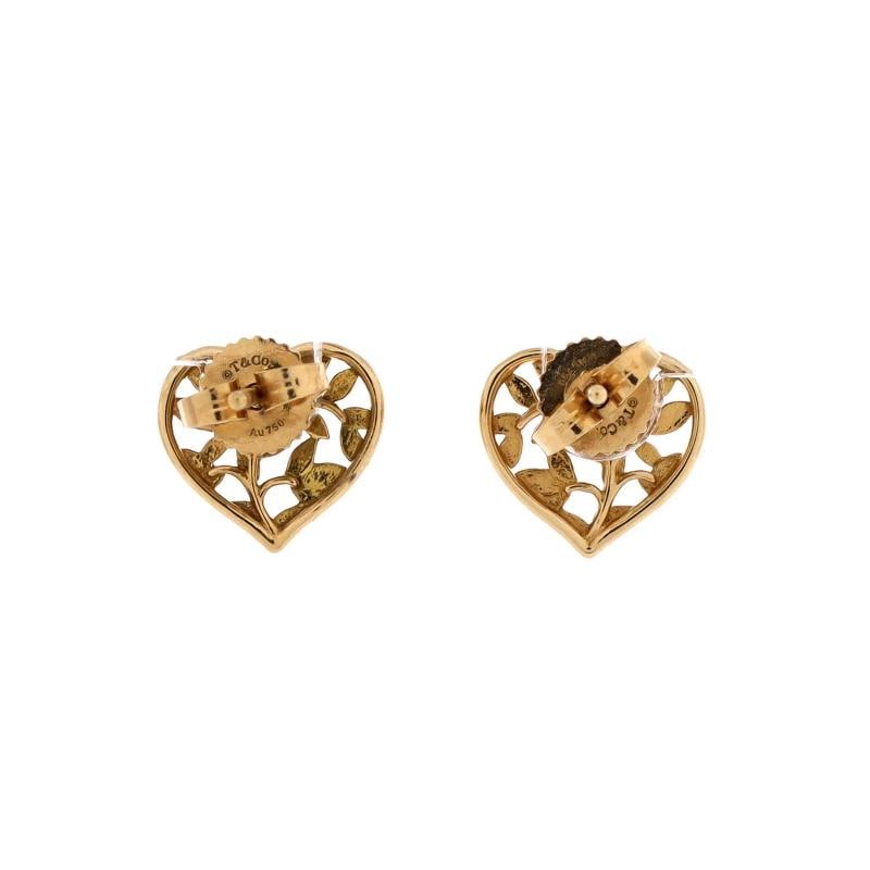 Tiffany & Co. Paloma Picasso Olive Leaf Heart Stud Earrings 18K Yellow Gold - 3