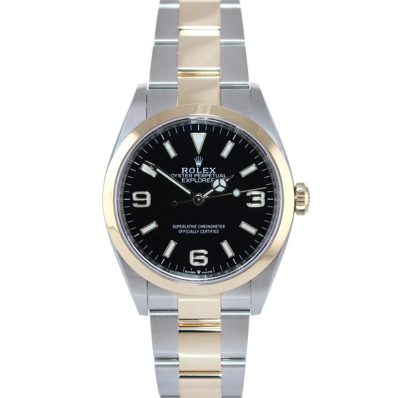 2023 MINT Rolex 124273 Explorer 1 Black Steel Two Tone Yellow Gold 36mm Watch - 2
