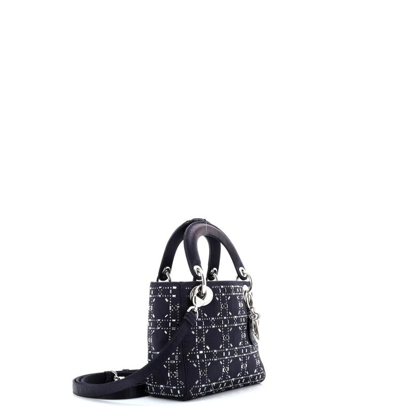 Christian Dior Lady Dior Bag Crystal Embellished Cannage Quilt Satin Mini - 2
