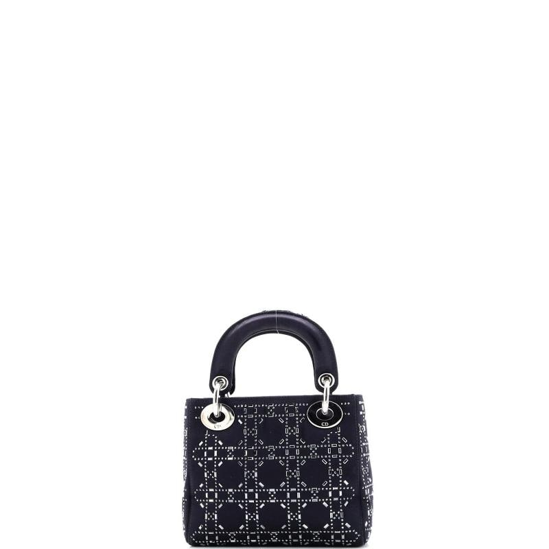 Christian Dior Lady Dior Bag Crystal Embellished Cannage Quilt Satin Mini - 3