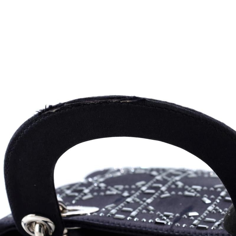 Christian Dior Lady Dior Bag Crystal Embellished Cannage Quilt Satin Mini - 6